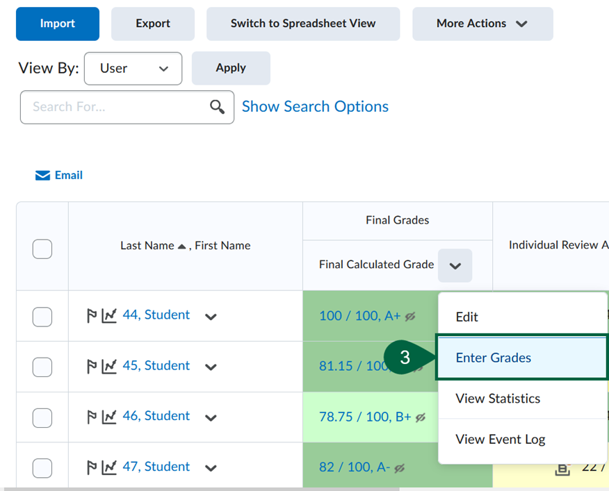 Hide the Final Calculated Grade