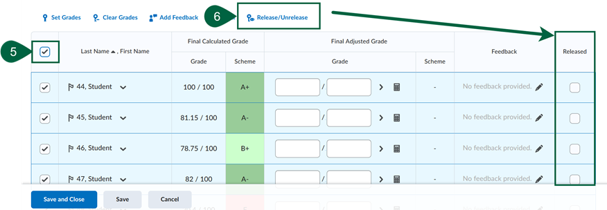 Image of the Final Calculated Grade column editing page.
