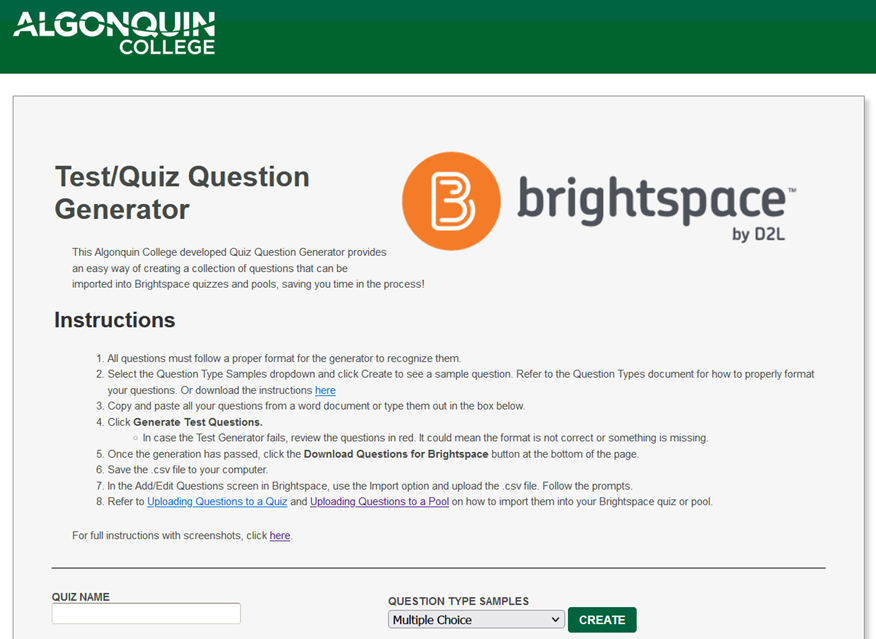 Test/Quiz Question Generator