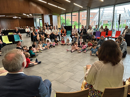 Anita Tenasco talks to the ECE daycare students.